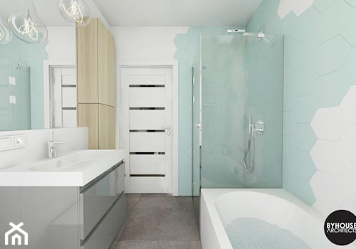 scandiHOUSE - Średnia z dwoma umywalkami z marmurową podłogą łazienka, styl skandynawski - zdjęcie od BYHOUSE ARCHITECTS