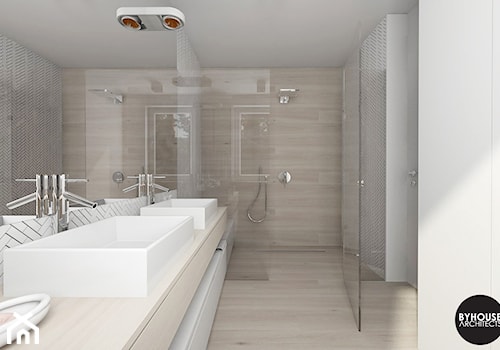 scandiHOUSE - Średnia z lustrem z dwoma umywalkami łazienka, styl skandynawski - zdjęcie od BYHOUSE ARCHITECTS