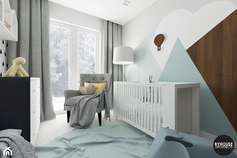 scandiBABYroom - Mały biały szary pokój dziecka dla niemowlaka dla chłopca dla dziewczynki, styl skandynawski - zdjęcie od BYHOUSE ARCHITECTS