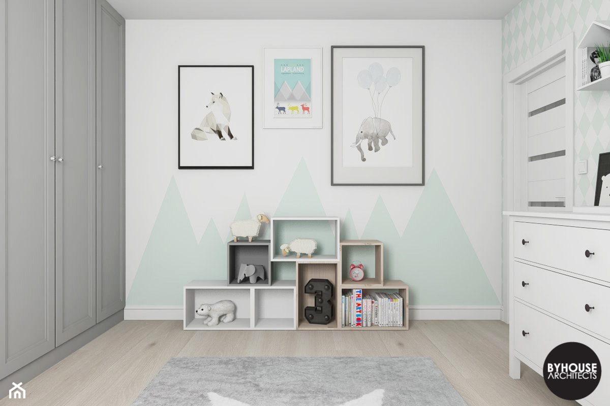 scandiHOUSE - Średni biały miętowy pokój dziecka dla dziecka dla dziewczynki, styl skandynawski - zdjęcie od BYHOUSE ARCHITECTS - Homebook