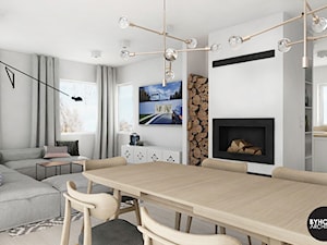 scandiHOUSE - Średni szary salon z jadalnią, styl skandynawski - zdjęcie od BYHOUSE ARCHITECTS