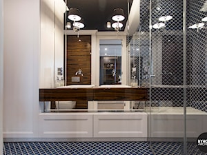 apartamentSUWAŁKI - Średnia na poddaszu bez okna z dwoma umywalkami łazienka, styl nowoczesny - zdjęcie od BYHOUSE ARCHITECTS
