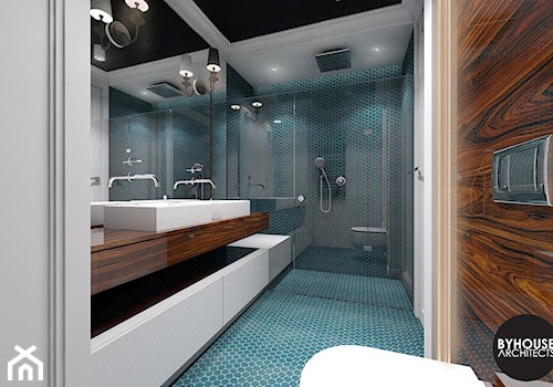 kolorLOVE - Średnia bez okna z dwoma umywalkami z punktowym oświetleniem łazienka, styl nowoczesny - zdjęcie od BYHOUSE ARCHITECTS