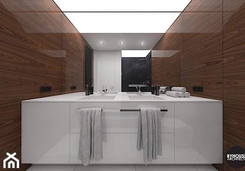 nowoczesnyMINIMALIZM - Mała bez okna z dwoma umywalkami łazienka, styl nowoczesny - zdjęcie od BYHOUSE ARCHITECTS