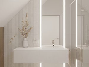 Kawa z mlekiem - Średnia z lustrem z punktowym oświetleniem łazienka, styl nowoczesny - zdjęcie od Nevi Studio