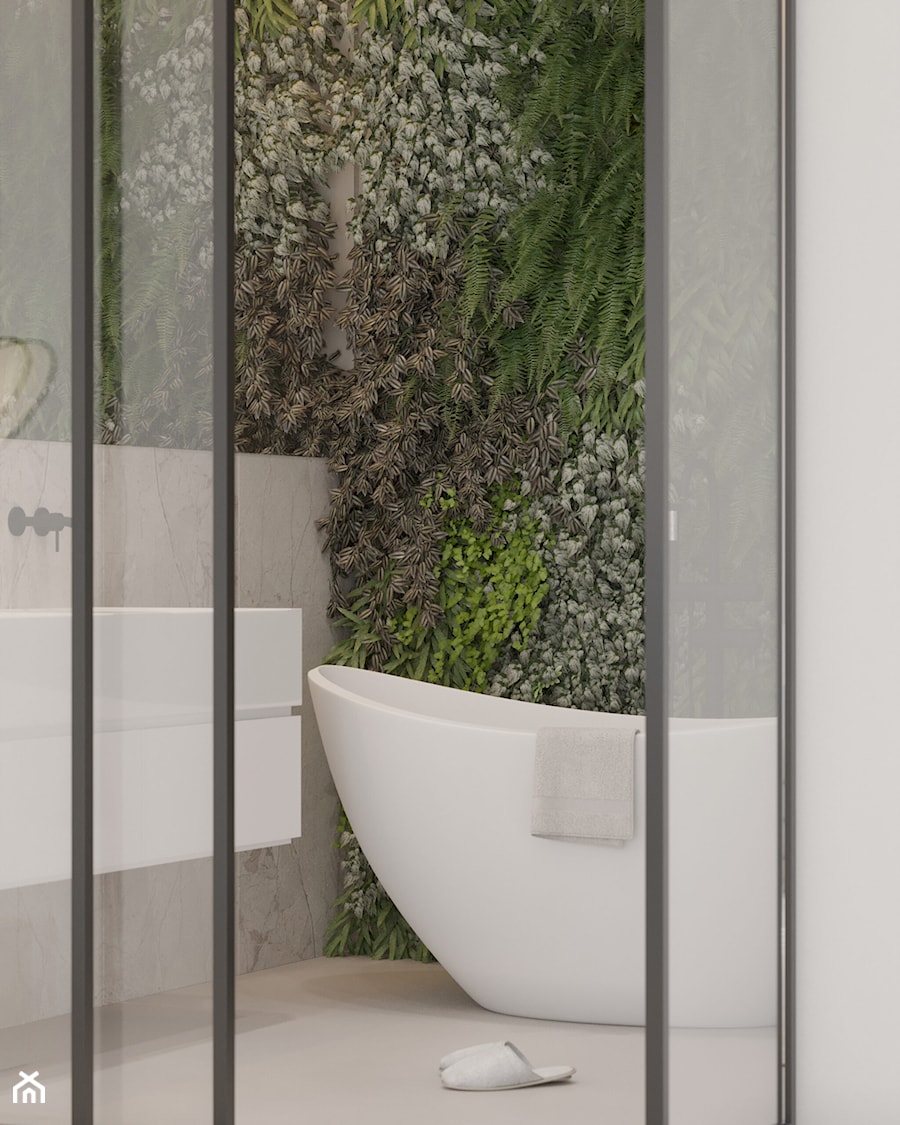 łazienka z zieloną ścianą - zdjęcie od Nevi Studio