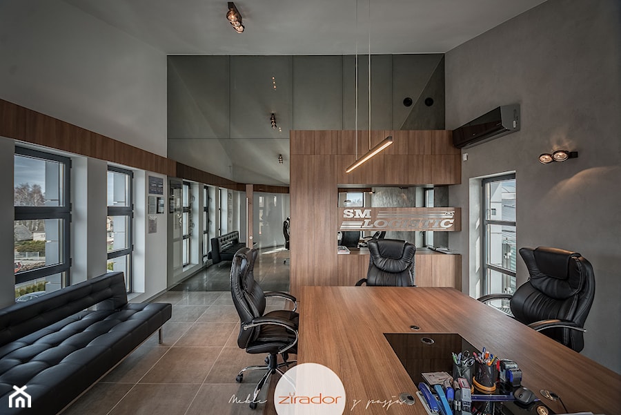 Meble biurowe - Duże w osobnym pomieszczeniu szare biuro, styl minimalistyczny - zdjęcie od Zirador - Meble tworzone z pasją