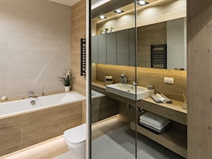 Biała minimalistyczna kuchnia - Średnia na poddaszu bez okna z punktowym oświetleniem łazienka, styl minimalistyczny - zdjęcie od Zirador - Meble tworzone z pasją