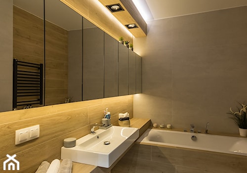 Biała minimalistyczna kuchnia - Średnia na poddaszu bez okna z lustrem łazienka, styl nowoczesny - zdjęcie od Zirador - Meble tworzone z pasją
