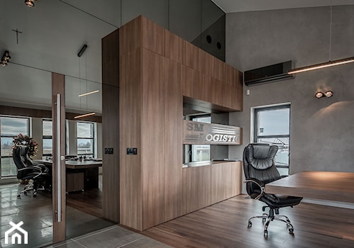 Meble biurowe - Średnie szare biuro, styl minimalistyczny - zdjęcie od Zirador - Meble tworzone z pasją