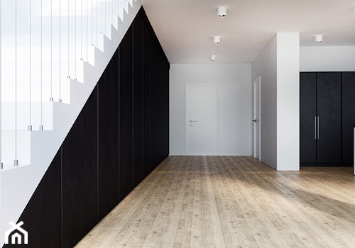 loft katowice - Duży biały czarny hol / przedpokój - zdjęcie od Będkowska Studio