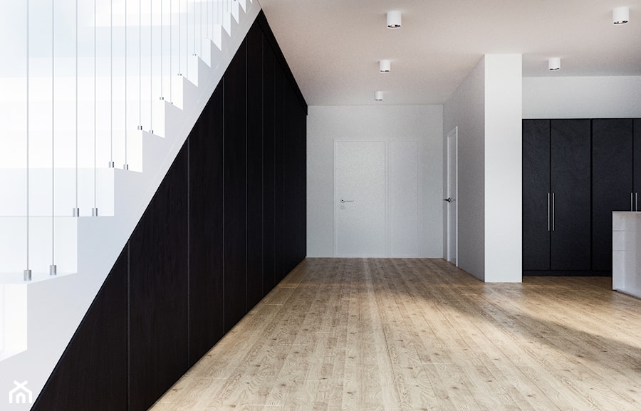 loft katowice - Duży biały czarny hol / przedpokój - zdjęcie od Będkowska Studio