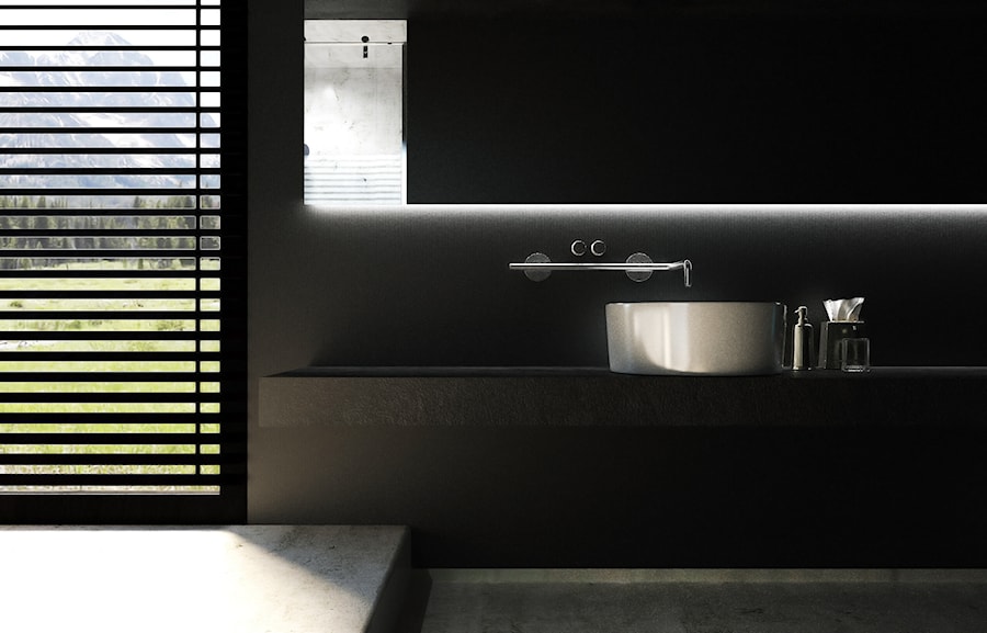 Czarna łazienka - Łazienka, styl minimalistyczny - zdjęcie od Będkowska Studio