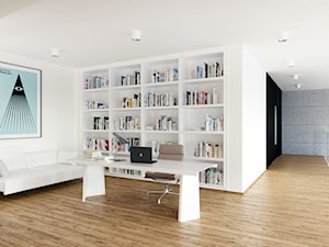 loft katowice - Duże w osobnym pomieszczeniu z sofą białe biuro - zdjęcie od Będkowska Studio