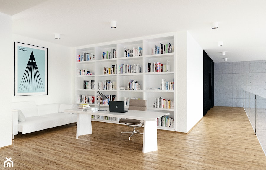 loft katowice - Duże w osobnym pomieszczeniu z sofą białe biuro - zdjęcie od Będkowska Studio