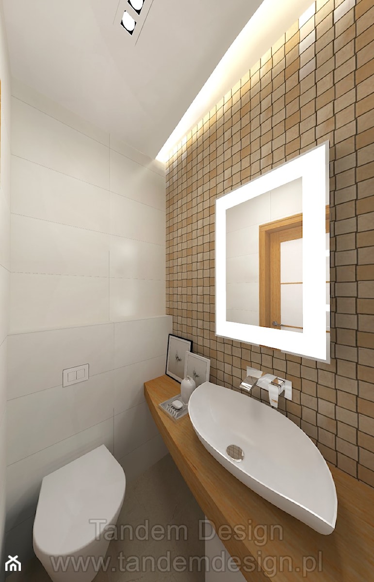 Projekt toalety z mozaiką - wizualizacja - zdjęcie od Tandem Design