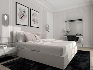 BLACK&WHITE - Średnia szara z biurkiem sypialnia, styl nowoczesny - zdjęcie od DALMIKO DESIGN Pracownia Projektowa