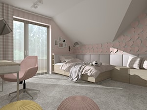 DOM PRZYJAZNY - Duży biały różowy pokój dziecka dla nastolatka dla chłopca dla dziewczynki, styl nowoczesny - zdjęcie od DALMIKO DESIGN Pracownia Projektowa