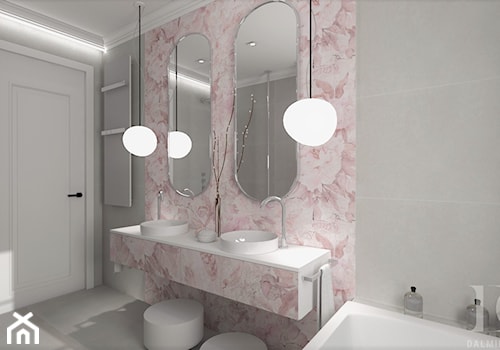 BLACK&WHITE - Średnia z dwoma umywalkami z punktowym oświetleniem łazienka z oknem, styl nowoczesny - zdjęcie od DALMIKO DESIGN Pracownia Projektowa