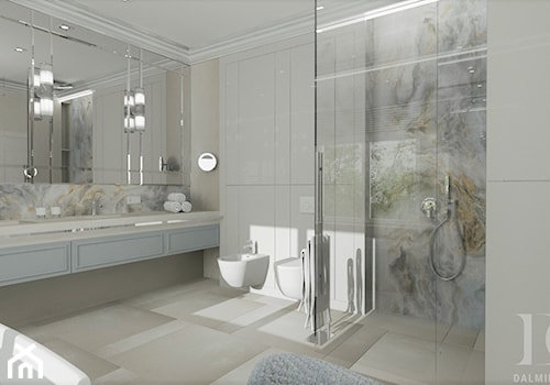 HOLLYWOODZKI SZNYT - Duża z dwoma umywalkami łazienka z oknem, styl nowoczesny - zdjęcie od DALMIKO DESIGN Pracownia Projektowa