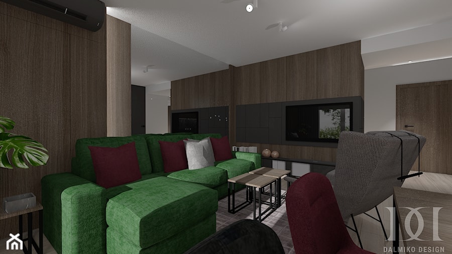 APARTAMENT W MĘSKIM STYLU - Salon, styl nowoczesny - zdjęcie od DALMIKO DESIGN Pracownia Projektowa