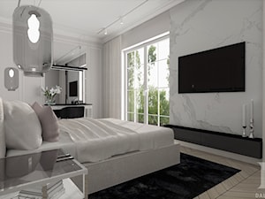 BLACK&WHITE - Średnia biała sypialnia, styl nowoczesny - zdjęcie od DALMIKO DESIGN Pracownia Projektowa