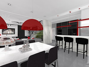 ENERGETYCZNY DOM NOWOCZESNY - Duża szara jadalnia w kuchni, styl nowoczesny - zdjęcie od DALMIKO DESIGN Pracownia Projektowa