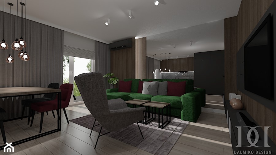 APARTAMENT W MĘSKIM STYLU - Salon, styl nowoczesny - zdjęcie od DALMIKO DESIGN Pracownia Projektowa