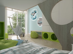 HOLLYWOODZKI SZNYT - Duży niebieski pokój dziecka dla dziecka dla chłopca dla dziewczynki, styl nowoczesny - zdjęcie od DALMIKO DESIGN Pracownia Projektowa