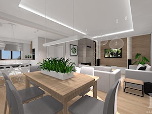 DOM NATURALNY - Średnia szara jadalnia w salonie w kuchni, styl nowoczesny - zdjęcie od DALMIKO DESIGN Pracownia Projektowa