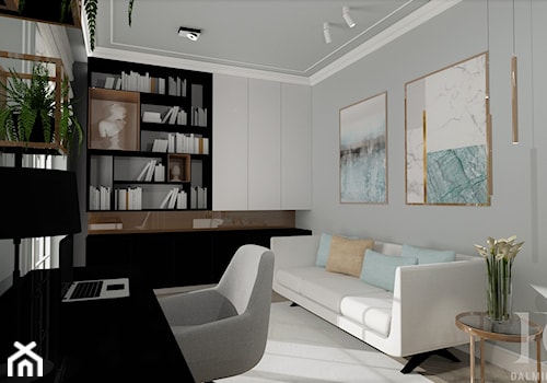 BLACK&WHITE - Średnie w osobnym pomieszczeniu z sofą szare biuro, styl nowoczesny - zdjęcie od DALMIKO DESIGN Pracownia Projektowa