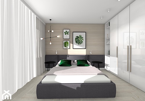 DOM Z KOZĄ - Mała szara sypialnia, styl nowoczesny - zdjęcie od DALMIKO DESIGN Pracownia Projektowa