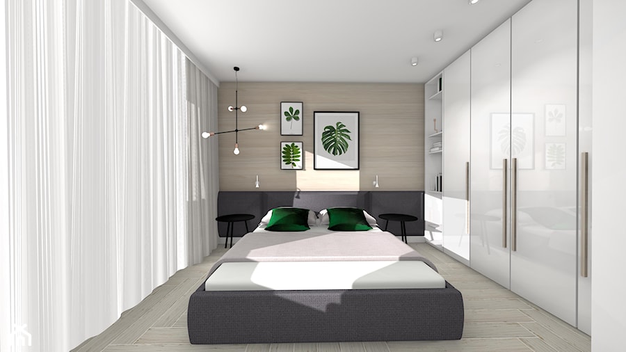 DOM Z KOZĄ - Mała szara sypialnia, styl nowoczesny - zdjęcie od DALMIKO DESIGN Pracownia Projektowa