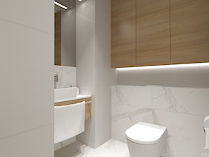 APARTAMENT DWUPOZIOMOWY - Mała z lustrem łazienka, styl nowoczesny - zdjęcie od DALMIKO DESIGN Pracownia Projektowa