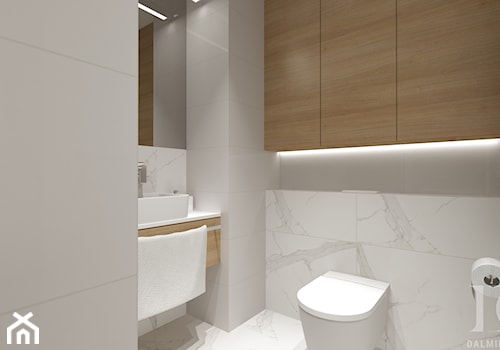 APARTAMENT DWUPOZIOMOWY - Mała z lustrem łazienka, styl nowoczesny - zdjęcie od DALMIKO DESIGN Pracownia Projektowa