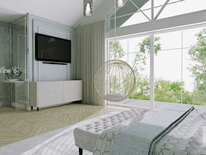 HOLLYWOODZKI SZNYT - Duża biała szara sypialnia, styl nowoczesny - zdjęcie od DALMIKO DESIGN Pracownia Projektowa