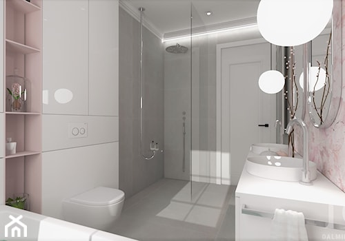 BLACK&WHITE - Średnia z dwoma umywalkami łazienka z oknem, styl nowoczesny - zdjęcie od DALMIKO DESIGN Pracownia Projektowa