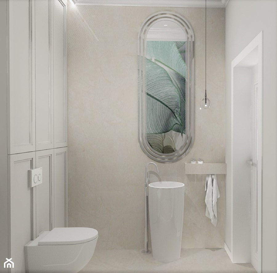 HOLLYWOODZKI SZNYT - Mała bez okna z lustrem łazienka, styl nowoczesny - zdjęcie od DALMIKO DESIGN Pracownia Projektowa