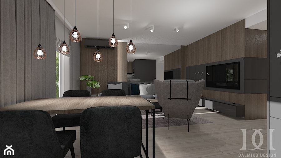 APARTAMENT W MĘSKIM STYLU - Jadalnia, styl nowoczesny - zdjęcie od DALMIKO DESIGN Pracownia Projektowa