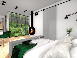 INDUSTRIALNE MIESZKANIE - Średnia beżowa biała z biurkiem sypialnia, styl industrialny - zdjęcie od DALMIKO DESIGN Pracownia Projektowa