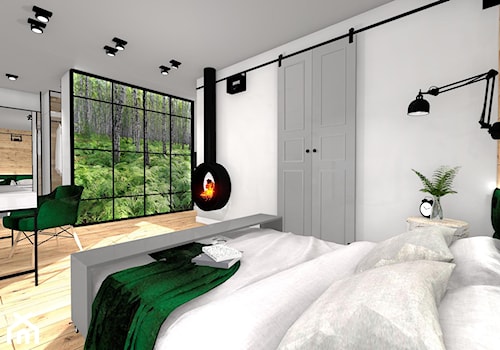 INDUSTRIALNE MIESZKANIE - Średnia beżowa biała z biurkiem sypialnia, styl industrialny - zdjęcie od DALMIKO DESIGN Pracownia Projektowa