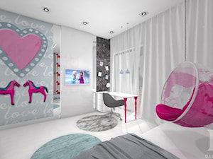 ENERGETYCZNY DOM NOWOCZESNY - Średni biały czarny szary pokój dziecka dla dziecka dla dziewczynki, styl nowoczesny - zdjęcie od DALMIKO DESIGN Pracownia Projektowa