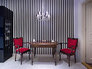 KAMIENICA W CENTRUM PŁOCKA - Średnia biała czarna jadalnia jako osobne pomieszczenie, styl nowoczesny - zdjęcie od DALMIKO DESIGN Pracownia Projektowa