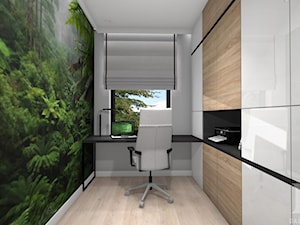 DOM NAD BRZEGIEM JEZIORA - Małe w osobnym pomieszczeniu z zabudowanym biurkiem szare biuro, styl nowoczesny - zdjęcie od DALMIKO DESIGN Pracownia Projektowa