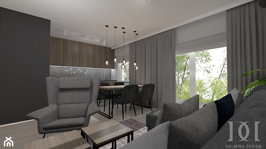 APARTAMENT W MĘSKIM STYLU - Salon, styl nowoczesny - zdjęcie od DALMIKO DESIGN Pracownia Projektowa