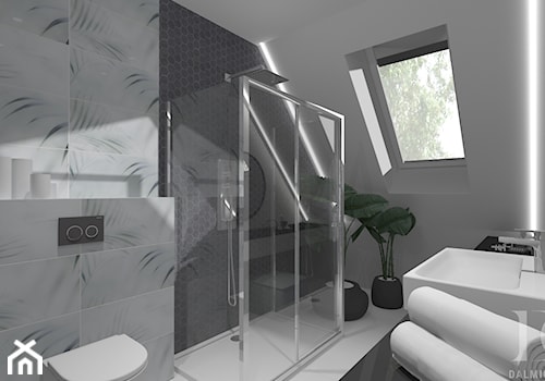 APARTAMENT DWUPOZIOMOWY - Średnia na poddaszu łazienka z oknem, styl nowoczesny - zdjęcie od DALMIKO DESIGN Pracownia Projektowa