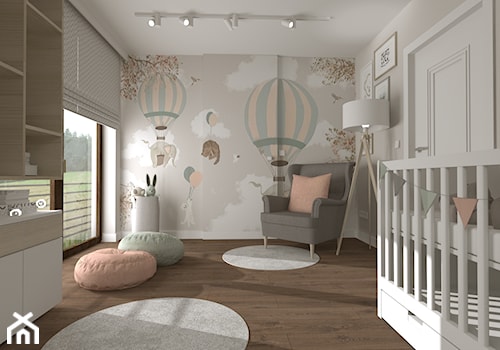 DOM PRZYJAZNY - Średni beżowy biały pokój dziecka dla niemowlaka dla dziewczynki, styl nowoczesny - zdjęcie od DALMIKO DESIGN Pracownia Projektowa