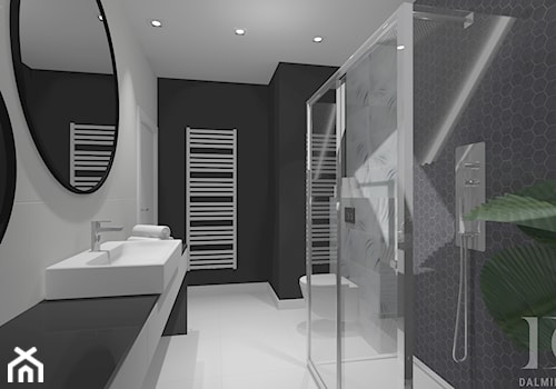 APARTAMENT DWUPOZIOMOWY - Duża bez okna z punktowym oświetleniem łazienka, styl nowoczesny - zdjęcie od DALMIKO DESIGN Pracownia Projektowa