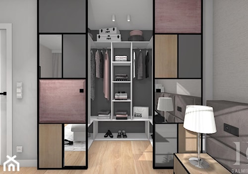 MIESZKANIE Z DREWNEM - Mała otwarta garderoba przy sypialni, styl nowoczesny - zdjęcie od DALMIKO DESIGN Pracownia Projektowa