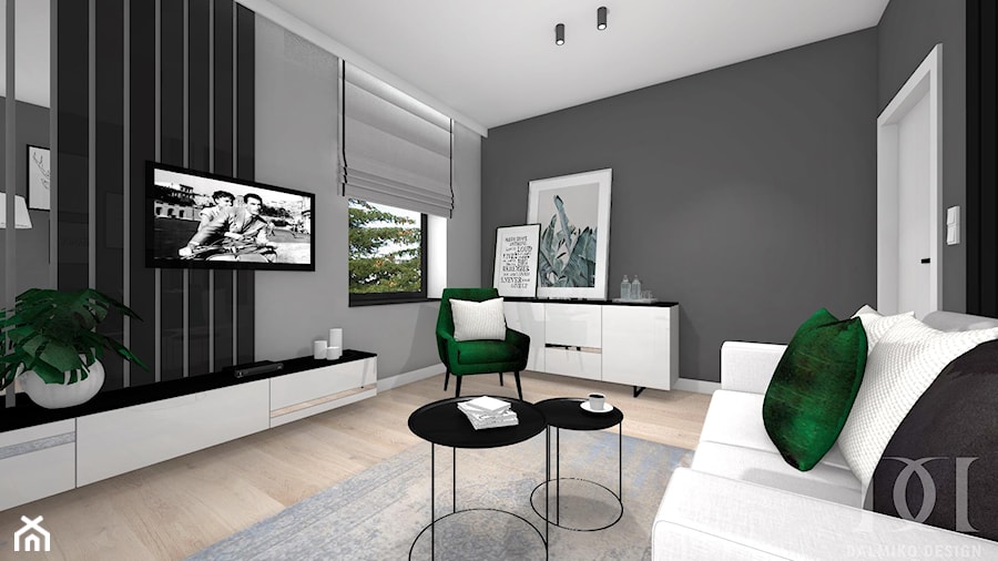DOM NAD BRZEGIEM JEZIORA - Średnia czarna szara sypialnia, styl nowoczesny - zdjęcie od DALMIKO DESIGN Pracownia Projektowa